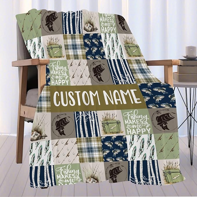 Custom Fishing Blankets and Throws,Fishing Gifts, Gifts for Fisherman,Custom Fish Blankets Fishing Gift for Man, Fish Hunter Gifts Throw Blanket, Fathers Day Fishing Gifts for Men,Baby Size-30"x40"