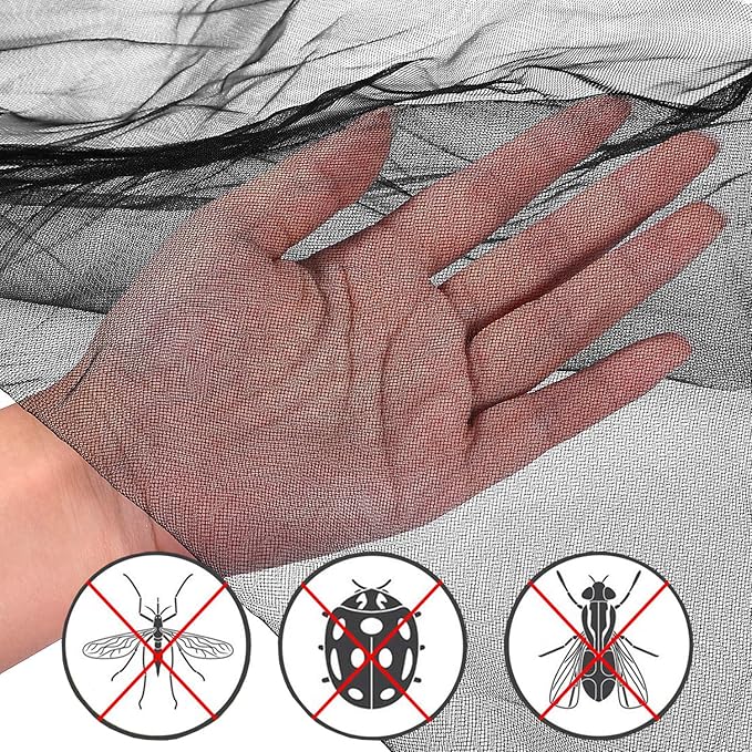 Comtelek Mosquito NET for Bed Canopy, Four Corner Post Curtains Bed Canopy Elegant Mosquito Net Set, Stick Hook &Profession Rope for net, Screen Netting Canopy Curtains, Full/Queen/King/Black