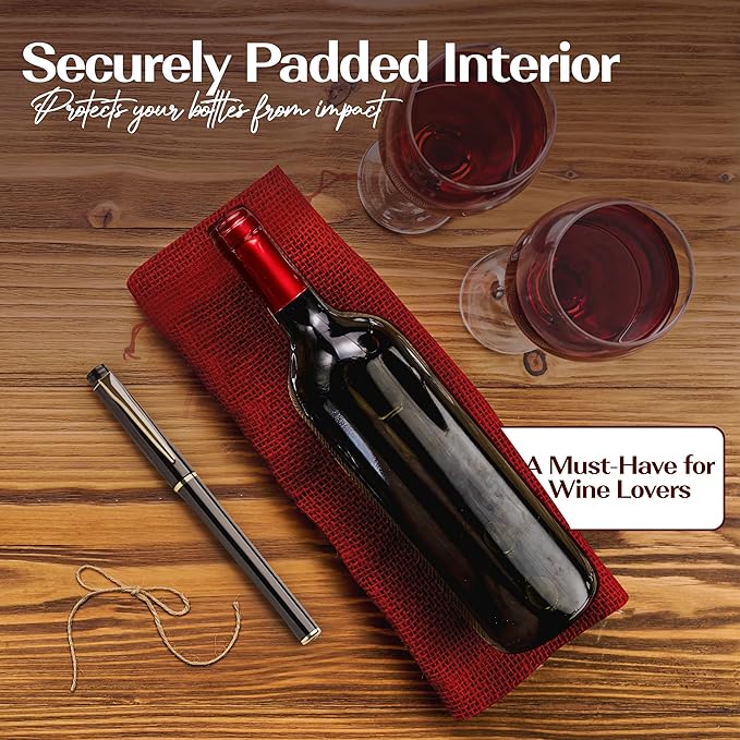 10 Pcs Bottle Bags for Gifts, Wine & Bottle Bags with Tag String and Pen Bottle Bags for Wine, Bottle Bags for Gifts Bottle Gift Bags for Wine Wine Bag Christmas Carrier Bag Wine Gift Bag Burlap Bags