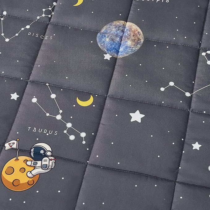 Weighted Blanket Kids (40"x60" 7lbs) Cooling Weighted Blanket for Sleeping, Throw Size Breathable Blanket with Premium Glass Bead(Space Grey)