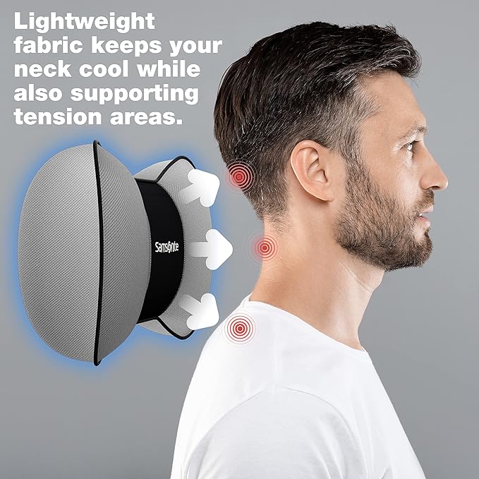 SAMSONITE, Travel Neck Pillow for Car or SUV, Boost your DRIVING COMFORT, High Grade - Memory Foam, Comfortable Headrest Cushion, Fits ALL VEHICLES, Gray…