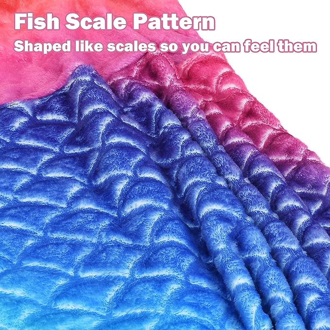 Catalonia Kids Mermaid Tail Blanket, Cozy Mermaid Sleeping Bag for 3-14 yrs Girls, Fish Scale Pattern, Birthday Gift for Daughter