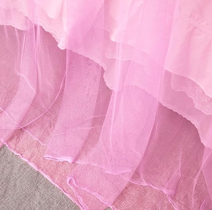 Mengersi 4 Corner Post Elegant Mosquito Net Curtain Bed Canopy for Full Queen King Size Bed,Suitable for Indoor Outdoor Net (87x79x98“(Suggested for Full to King), Pink)