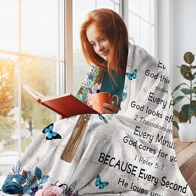 Christian Gifts for Women, Scripture Blanket, Spiritual Gifts for Women, Prayer Blanket, Bible Gifts for Women, Baptism Gifts, Catholic Gifts on Birthday Christmas 50X60 in