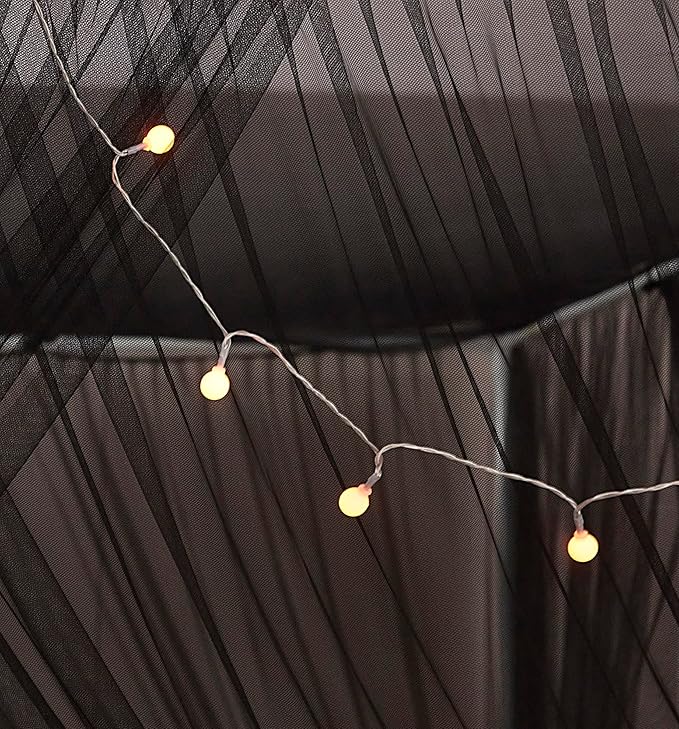 Mengersi Bed Canopy Mosquito Net for Bed,Canopy Bed Curtains Elegant Bed Drapes Screen Netting Canopy Curtains Bedroom Decor (Black, King)