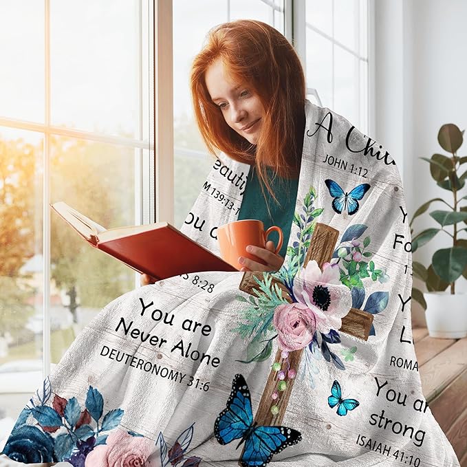 Christian Gifts for Women Faith, Catholic Gifts, Faith Based Gifts, Baptism Gifts for Women, Bible Gifts for Women, Christian Gifts for Women Blanket on Birthday, Christmas 50x60 in