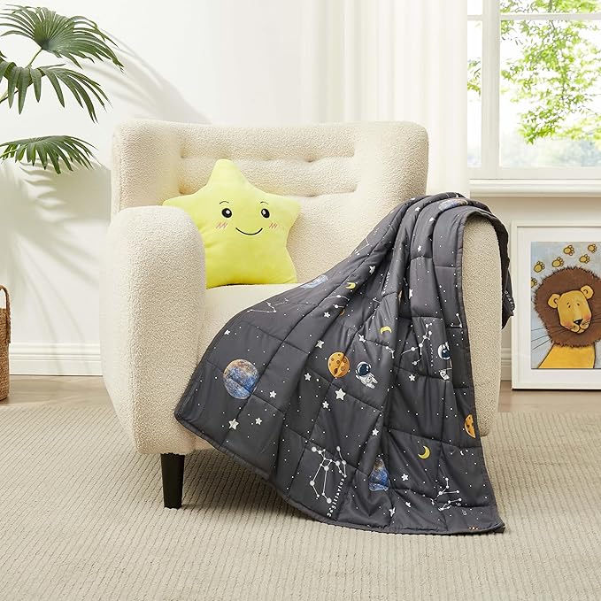 Weighted Blanket Kids (36"x48" 5lbs), Weighted Blanket Cooling Blanket for Sleeping,Throw Size Breathable Blanket with Premium Glass Bead(Space Grey)