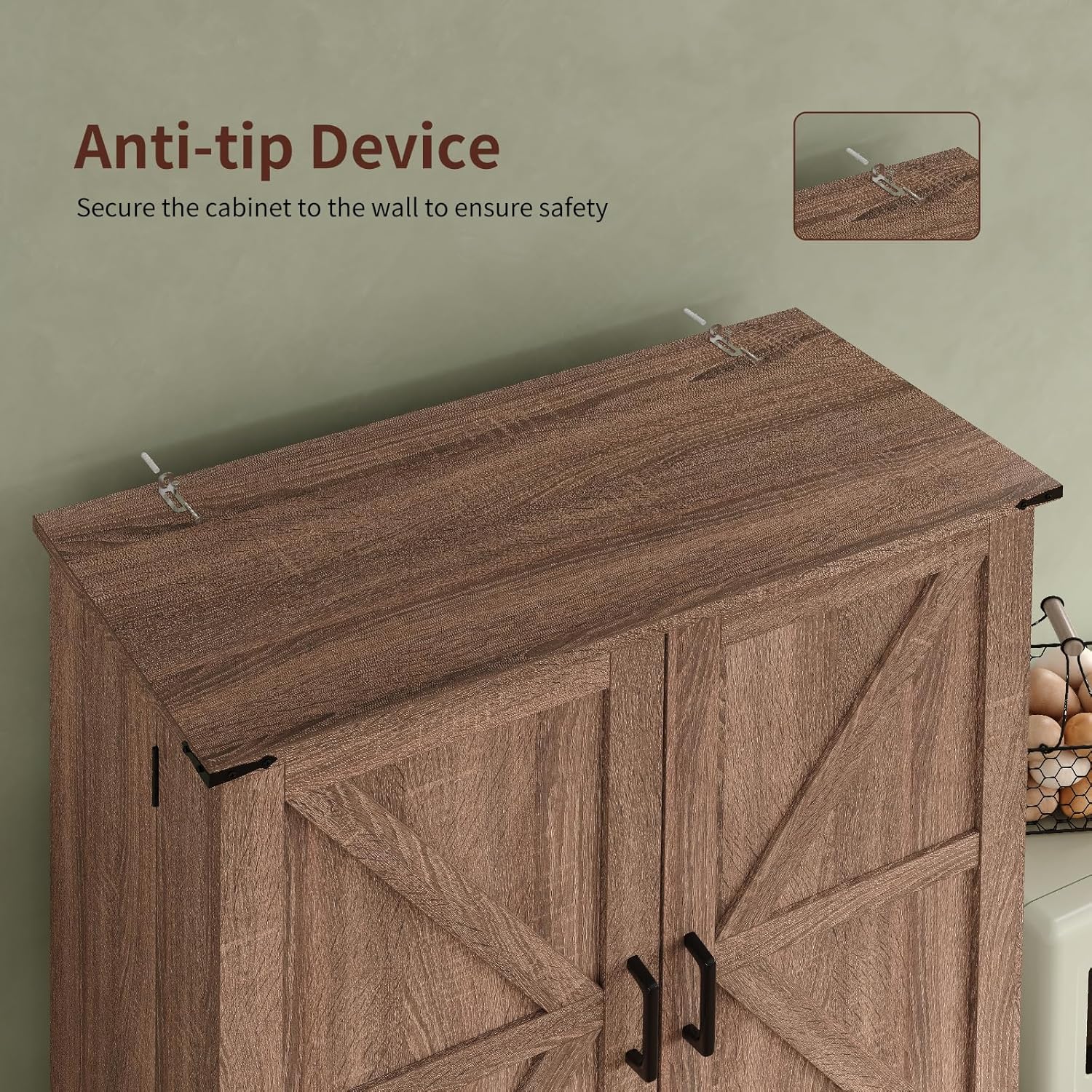 72'' Kitchen Storage Pantry Cabinet, Tall Storage Cabinet with 8 Door Shelves, 2 Cabinets and 1 Drawer, Freestanding Cupboard for Kitchen, Dining Room, Bathroom, Laundry, Living Room, Espresso