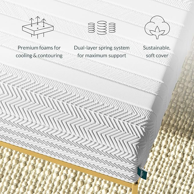 Leesa Legend Hybrid 12" Mattress, Twin XL Size Luxury Dual Hybrid/CertiPUR-US Certified/with Organic Cotton Mattress Cover / 100-Night Trial