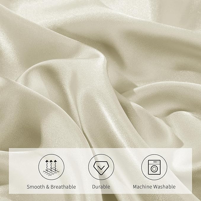 HOMBYS Satin Pillow Case for Contoured Support Pillow (DO NOT Include Pillow) -Zippered Pillow Cover for Neck Pillow for Cervical 1 Pack-Silky, Smooth and Breathable, Standard