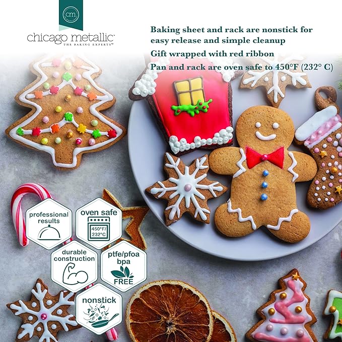 Chicago Metallic Holiday Baking, 8-Piece Set, Multicolor