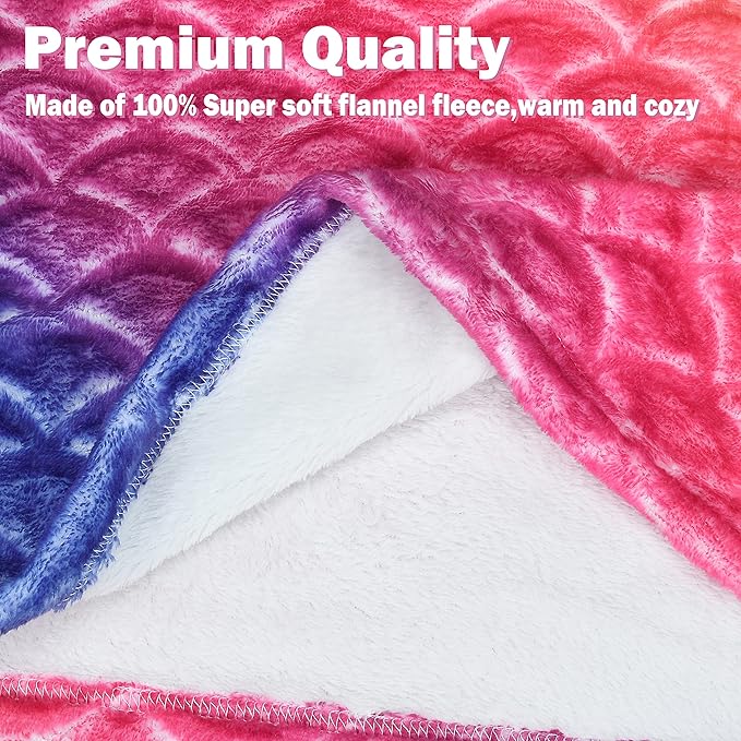 Catalonia Kids Mermaid Tail Blanket, Cozy Mermaid Sleeping Bag for 3-14 yrs Girls, Fish Scale Pattern, Birthday Gift for Daughter