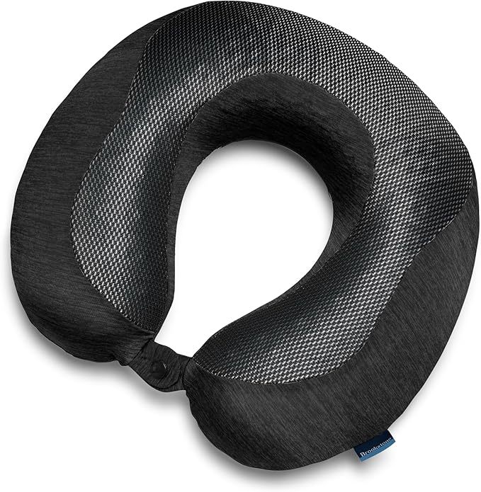 Brookstone Cool Touch Memory Foam Head and Neck Travel Pillow for Vacations, Airplanes, Trains, Buses, and Cars, Size One Size, Black