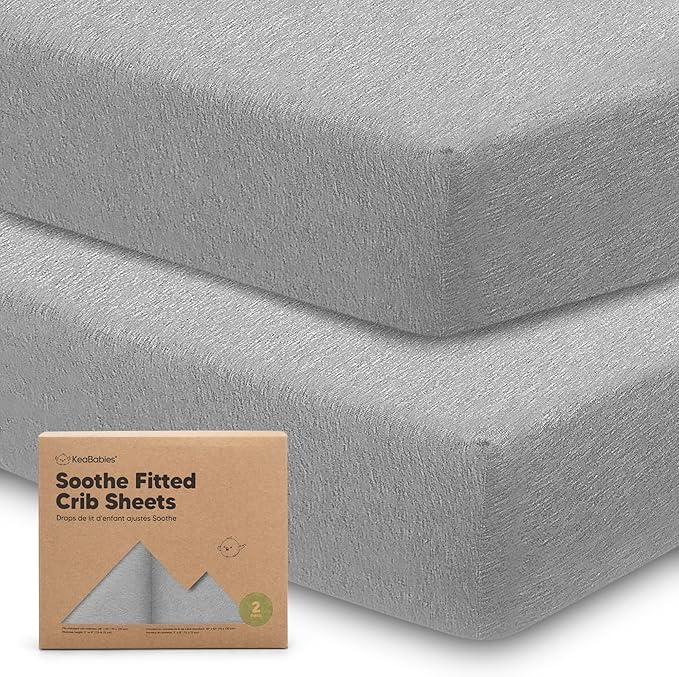 2-Pack Organic Crib Sheets for Boys, Girls - Jersey Fitted Crib Sheet, Baby Crib Sheets Neutral, Crib Mattress Sheet, Cotton Crib Sheets, Breathable Crib Sheet, Baby Mattress Sheets (Storm)