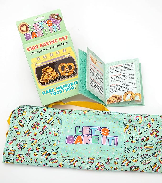 Boxer Gifts Let's Bake It Kids Baking Set | Fun Kids Baking Recipe Book and Apron | Great Gift for Kids