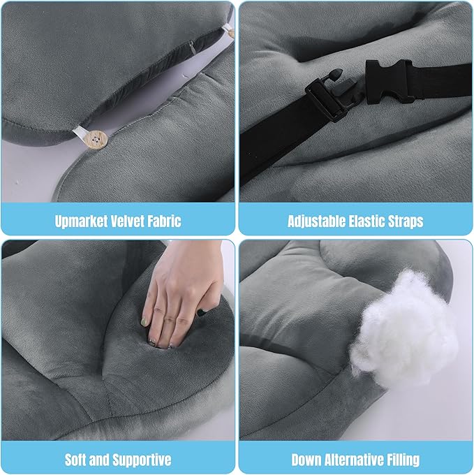 HOMBYS Neck Support for Short-Back Office Chair, Soft Headrest Pillow Lumbar Support for Neck Pressure Relief Improved Posture for Working Chair, Car and Travel, Dark Grey