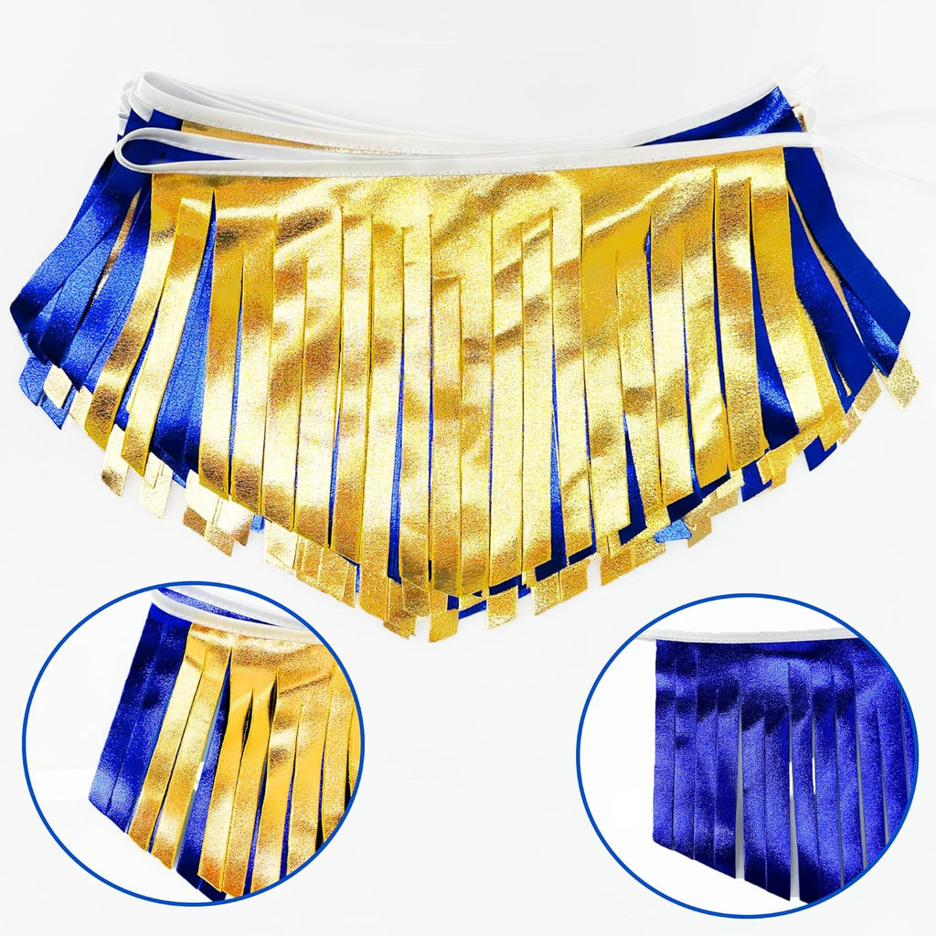 Royal Blue Gold Tassel Banner Metallic Fabric Pennant Bunting Flag for Graduation Retirement Bachelorette Birthday Engagement Wedding Bridal Shower Nautical Ahoy Achor Party Decorations Supplies