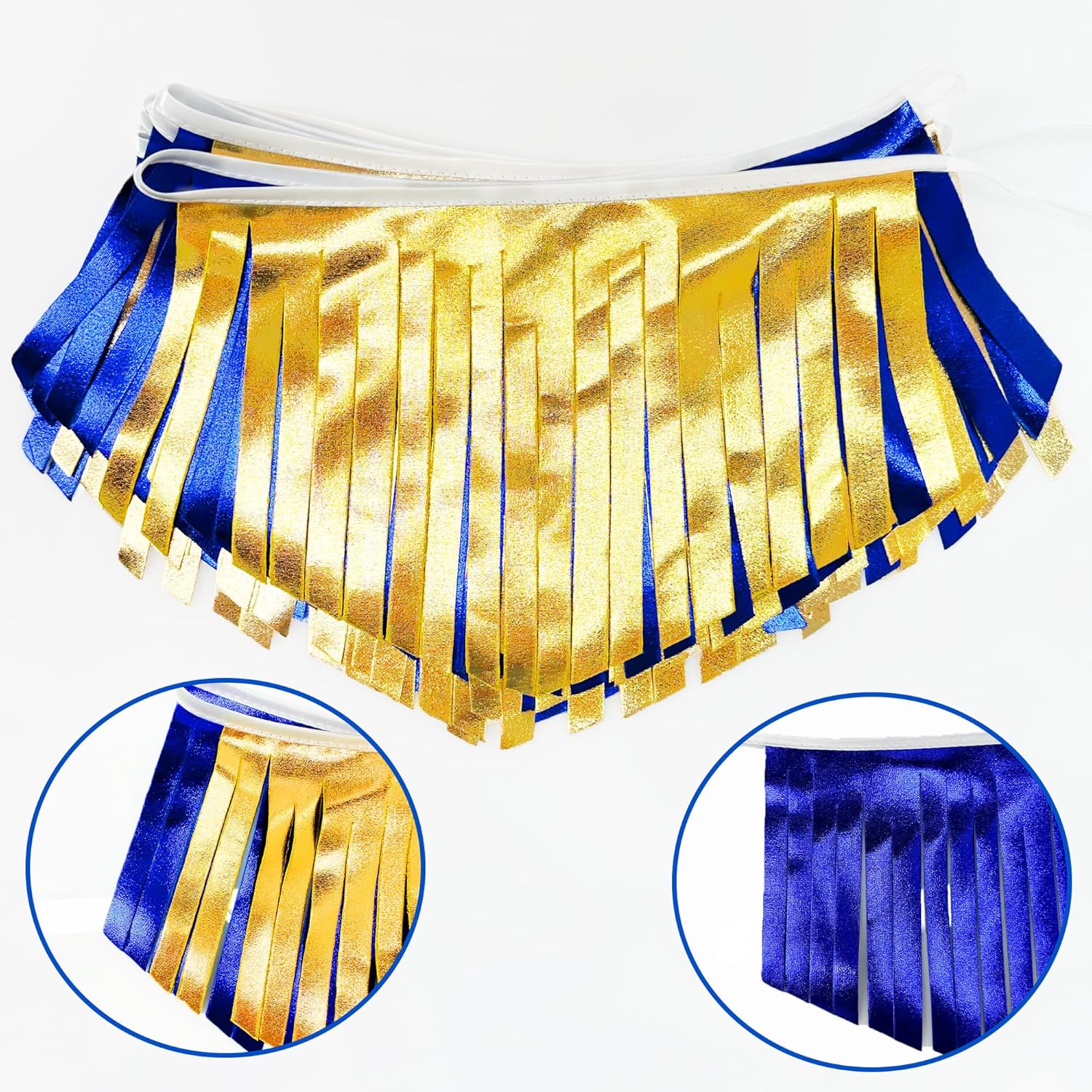 Royal Blue Gold Tassel Banner Metallic Fabric Pennant Bunting Flag for Graduation Retirement Bachelorette Birthday Engagement Wedding Bridal Shower Nautical Ahoy Achor Party Decorations Supplies