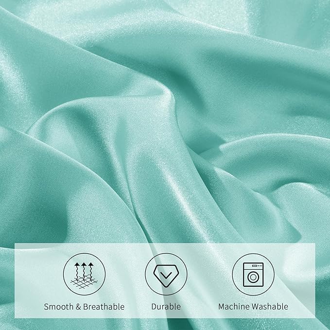 HOMBYS Satin Pillow Case for Contoured Support Pillow (DO NOT Include Pillow) -Zippered Pillow Cover for Neck Pillow for Cervical 1 Pack-Silky, Smooth and Breathable, Queen Size