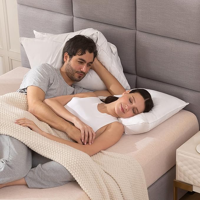 Luxury Goose Feathers Down Pillow Standard Size, Hotel Quality Fluffy Bed Pillow, Soft Pillow for Sleeping, Organic Cotton Cover(20x26”, Pack of 1)