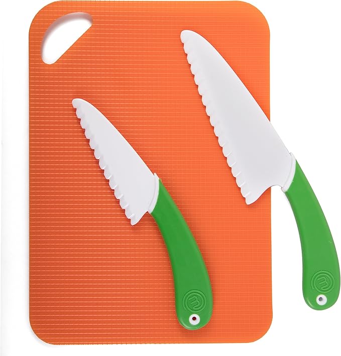 Knife and Cutting Board Set - Includes Real Cutting Tools for Kids and 15 Cooking Childrens Baking Recipes - Great for Homemade Cooking Party, Birthday Activity