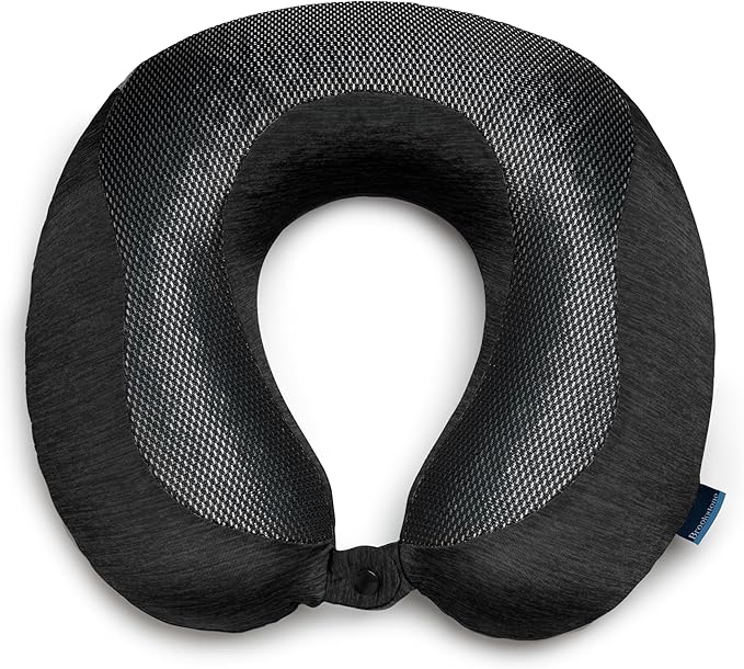 Brookstone Cool Touch Memory Foam Head and Neck Travel Pillow for Vacations, Airplanes, Trains, Buses, and Cars, Size One Size, Black
