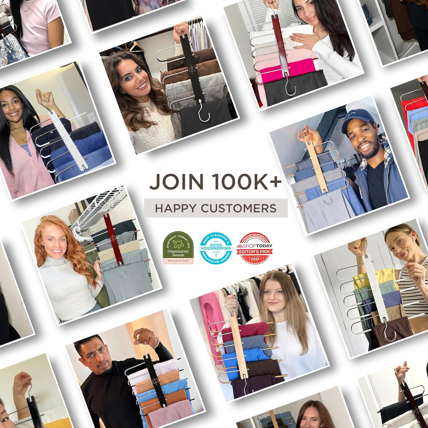 MORALVE Pants Hangers Space Saving - 2 Pack European Beechwood Scarf and Jean Hangers - Closet Organizer and Space Saver Pant Rack, Leggings Hanger, and Scarf Holder with 360° Swivel Hook