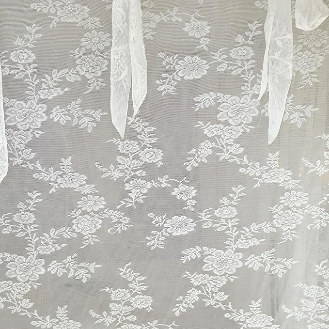 Mengersi Canopy Bed Curtains with Tie Backs,Bed Canopy Curtains Bed Drapes Sheer Curtains for Bedroom Decor（Queen,White