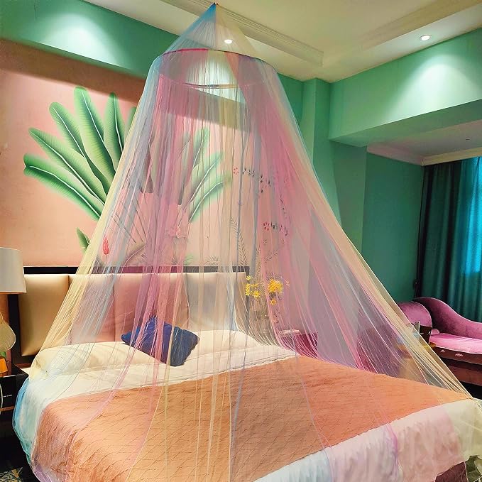 Eimilaly Rainbow Bed Canopy for Girls Mosquito Net, Easy Installation Princess Canopy for Kids Bed Room Decor