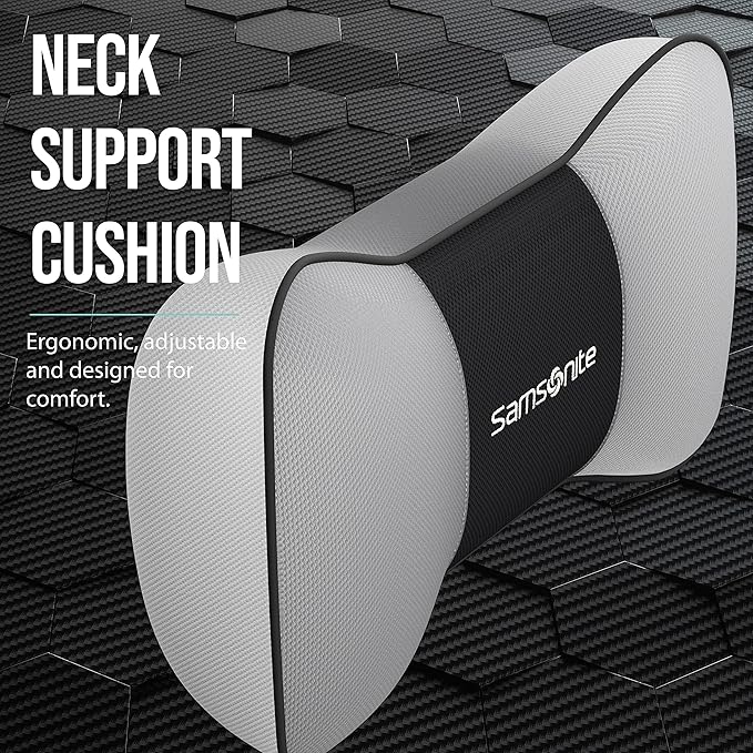 SAMSONITE, Travel Neck Pillow for Car or SUV, Boost your DRIVING COMFORT, High Grade - Memory Foam, Comfortable Headrest Cushion, Fits ALL VEHICLES, Gray…